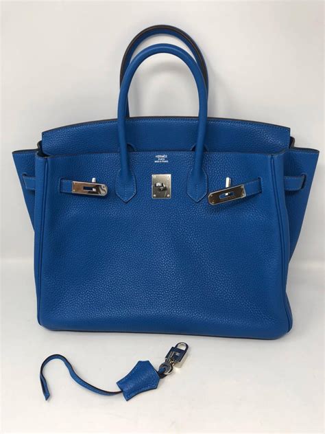 hermes mykonos blue clemence birkin 35|Hermes Birkin leather.